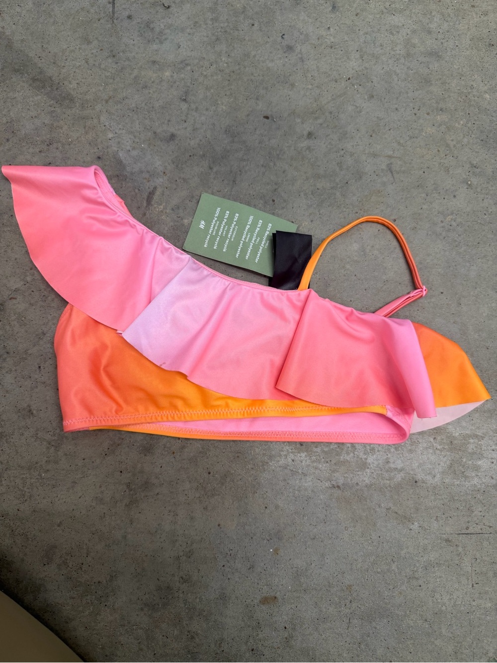 H&M Pink and Orange Ruffle Swim Top
